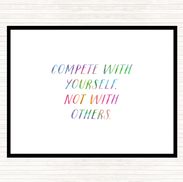 Compete With Yourself Rainbow Quote Mouse Mat Pad