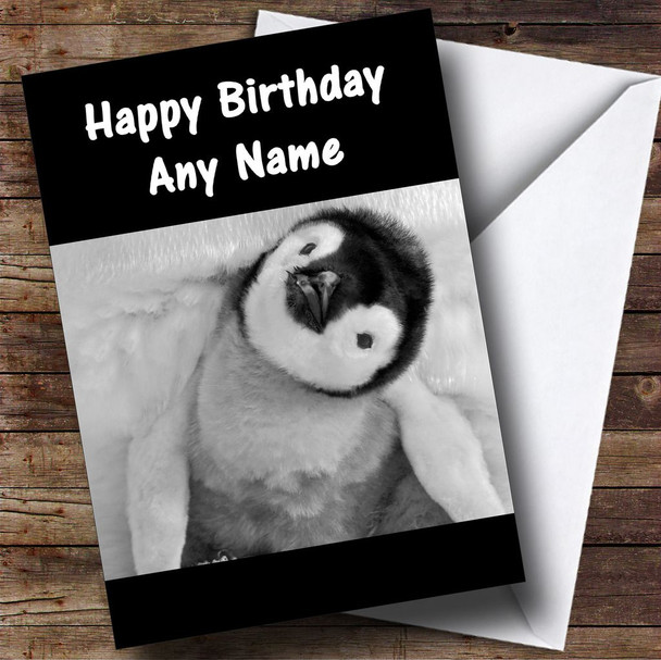 Adorable Baby Penguin Personalised Birthday Card