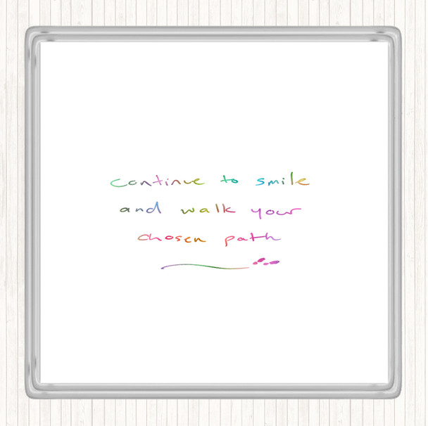 Continue To Smile Rainbow Quote Drinks Mat Coaster