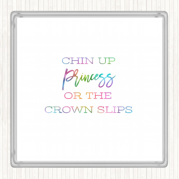 Crown Slips Rainbow Quote Drinks Mat Coaster