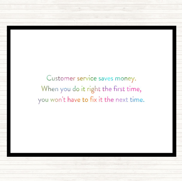 Customer Service Saves Money Rainbow Quote Mouse Mat Pad