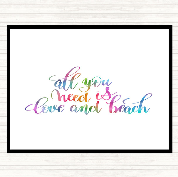 All You Need Is Love And Beach Rainbow Quote Dinner Table Placemat