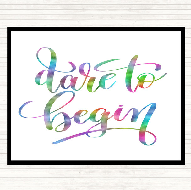 Dare Begin Rainbow Quote Mouse Mat Pad