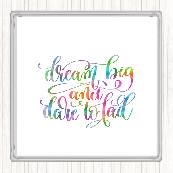 Dare To Fail Rainbow Quote Drinks Mat Coaster