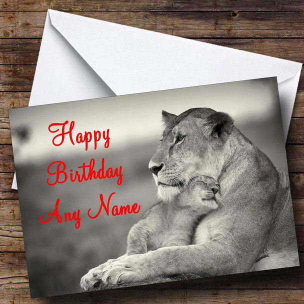 Lioness & Cub Personalised Birthday Card