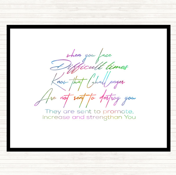 Difficult Time Rainbow Quote Mouse Mat Pad