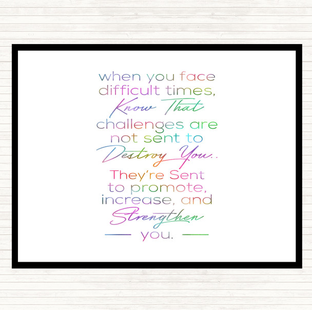 Difficult Times Rainbow Quote Mouse Mat Pad