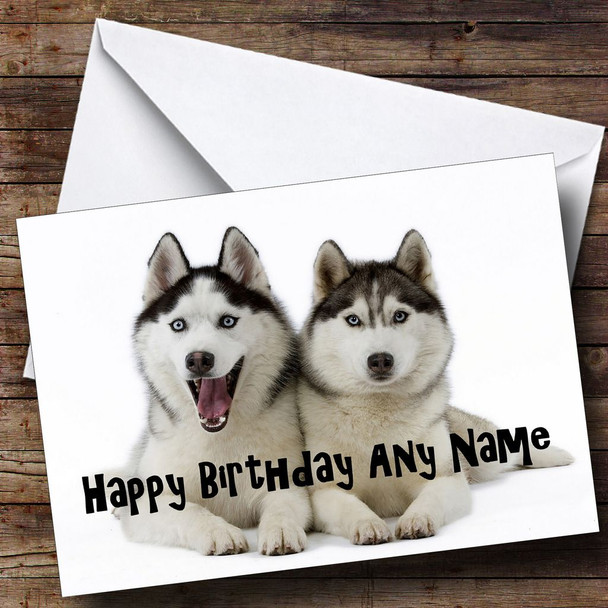 Husky Dogs Personalised Birthday Card