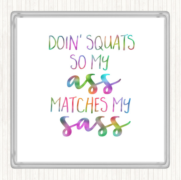 Doin Squats Rainbow Quote Drinks Mat Coaster