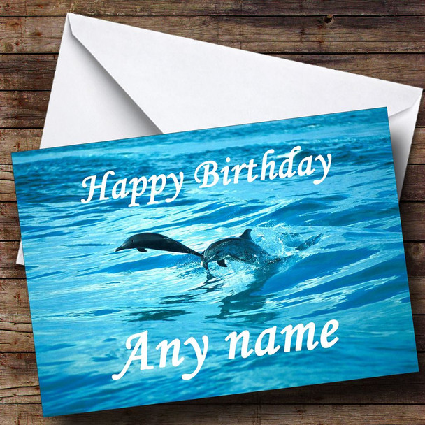 Diving Dolphins Personalised Birthday Card