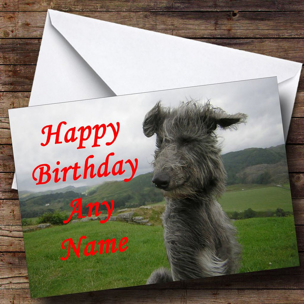 Deerhound Dog Personalised Birthday Card