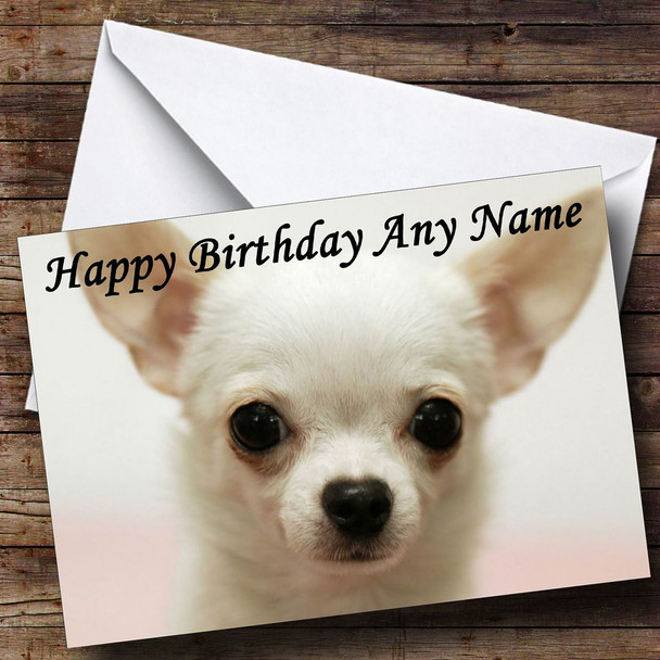 White Chihuahua Dog Personalised Birthday Card