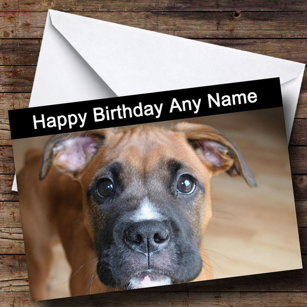 Boxer Dog Puppy Personalised Birthday Card