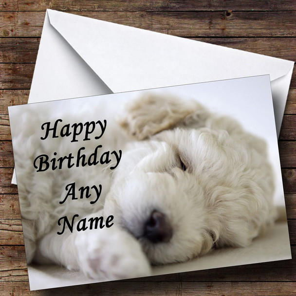 Gorgeous Bichon Frise Puppy Dog Asleep Personalised Birthday Card