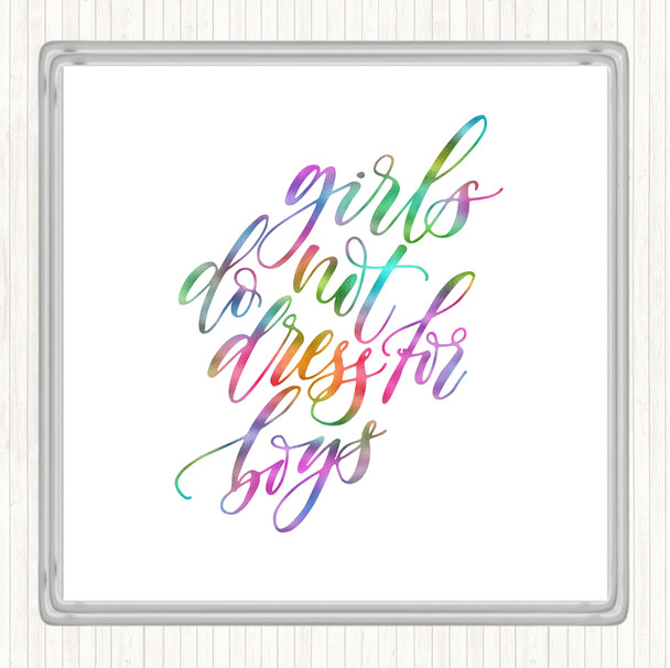 Dress For Boys Rainbow Quote Drinks Mat Coaster