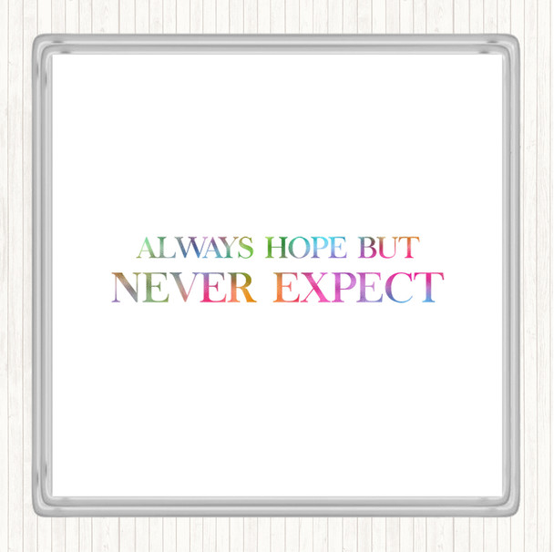 Always Hope Rainbow Quote Drinks Mat Coaster