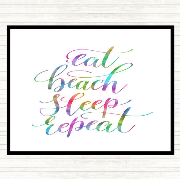Eat Beach Repeat Rainbow Quote Dinner Table Placemat