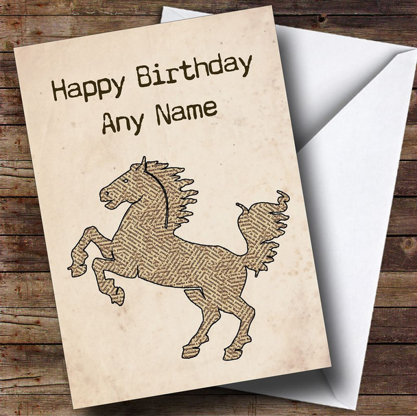 Vintage Newspaper Text Personalised Birthday Card