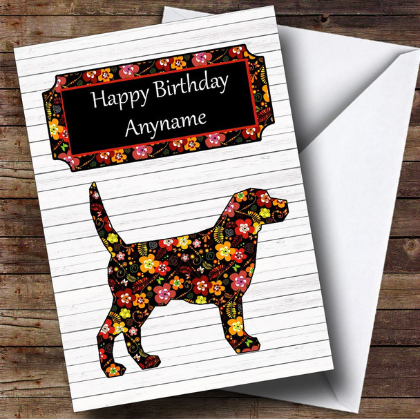 Vintage Floral Dog Personalised Birthday Card