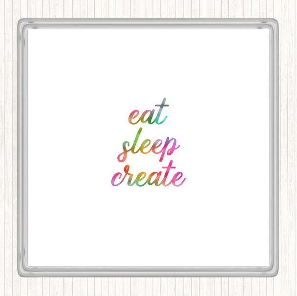 Eat Sleep Rainbow Quote Drinks Mat Coaster