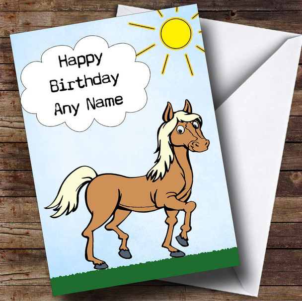 Palomino Horse & Cloud Personalised Birthday Card