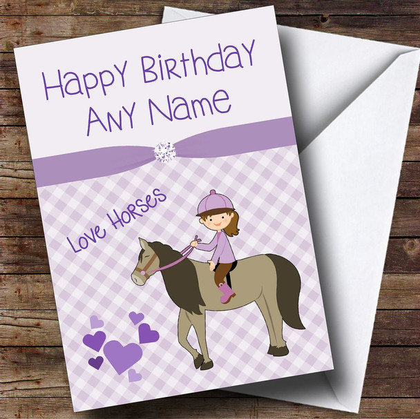 Lilac Horse Lover Personalised Birthday Card