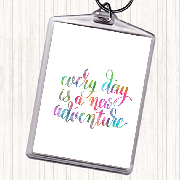 Every Day Adventure Rainbow Quote Bag Tag Keychain Keyring