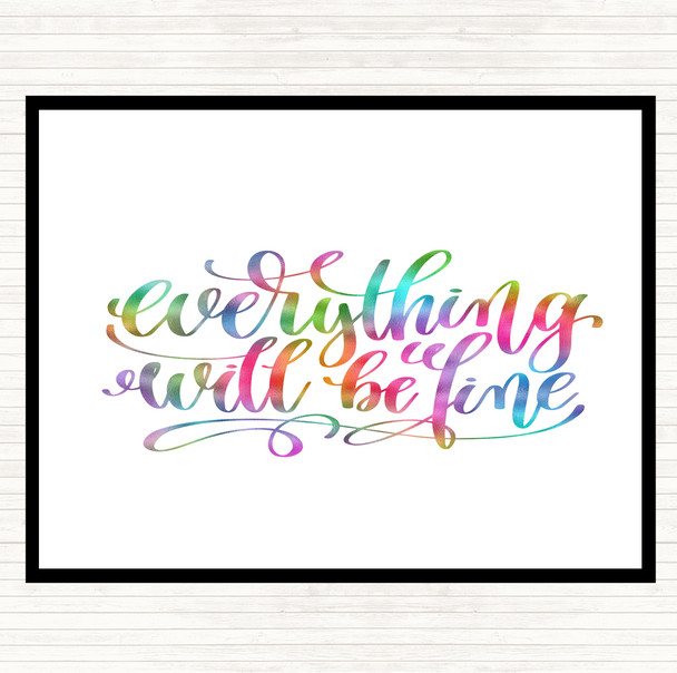 Everything Will Be Fine Rainbow Quote Dinner Table Placemat