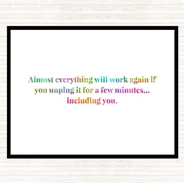 Everything Works Again If You Unplug It Rainbow Quote Mouse Mat Pad