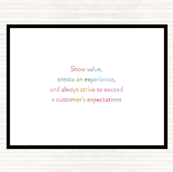 Exceed Customers Expectations Rainbow Quote Dinner Table Placemat