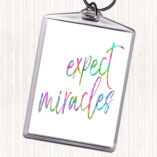 Expect Miracles Rainbow Quote Bag Tag Keychain Keyring