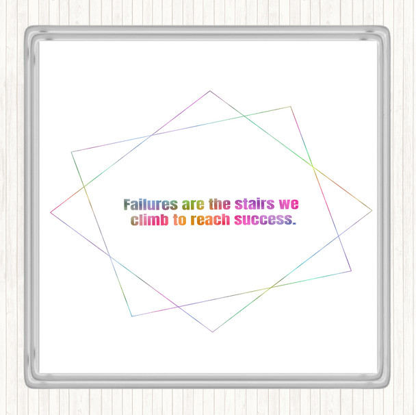 Failures Stairs Success Rainbow Quote Drinks Mat Coaster