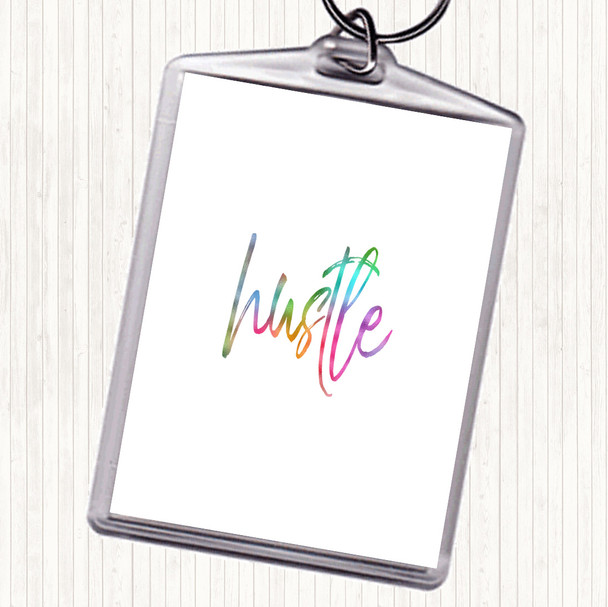 Fancy Hustle Rainbow Quote Bag Tag Keychain Keyring