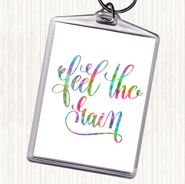 Feel The Gain Rainbow Quote Bag Tag Keychain Keyring