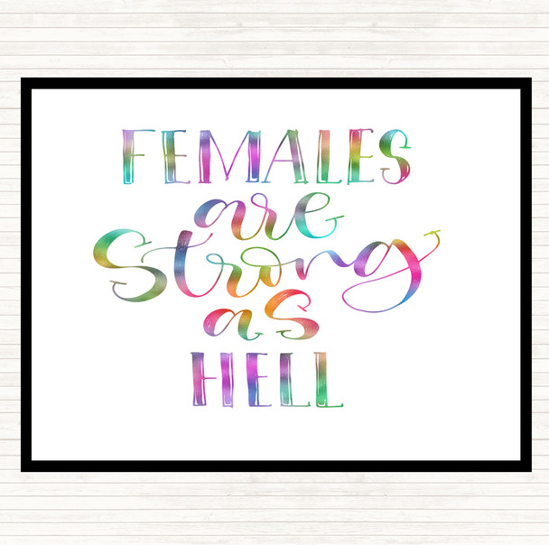 Female Strong As Hell Rainbow Quote Dinner Table Placemat