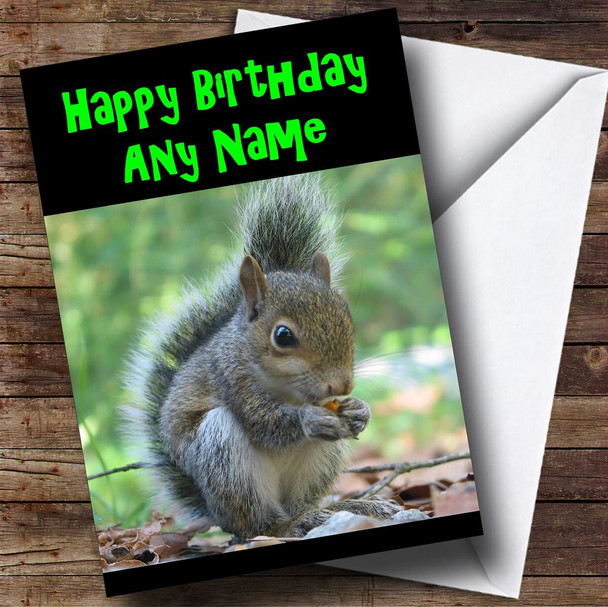 Grey Squirrel Personalised Birthday Card