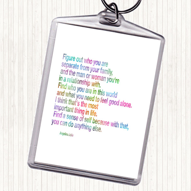 Find A Sense Of Self Because Can Do Anything Else Angeline Jolie Rainbow Quote Bag Tag Keychain Keyring