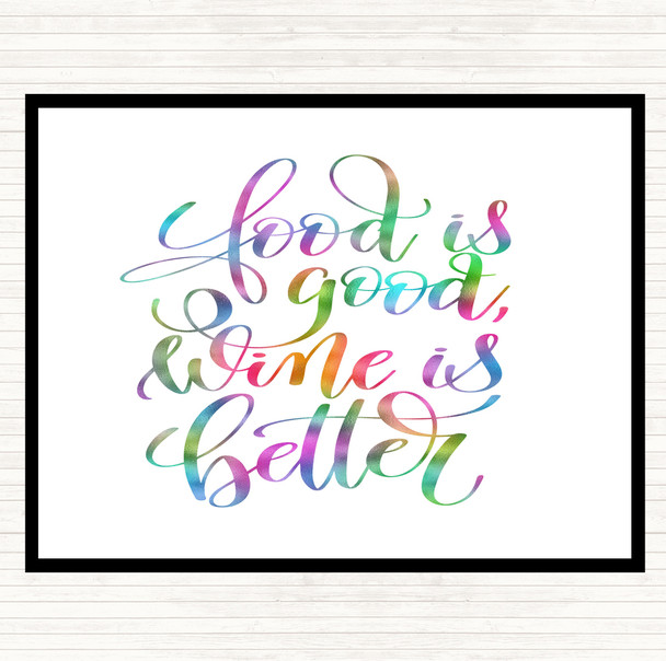 Food Good Wine Better Rainbow Quote Dinner Table Placemat