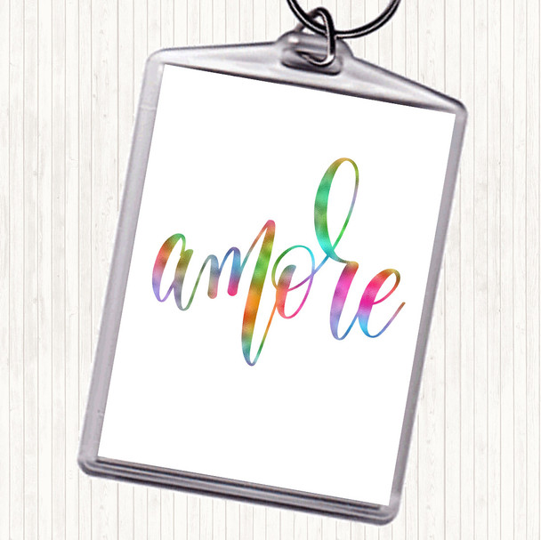 Amore Rainbow Quote Bag Tag Keychain Keyring