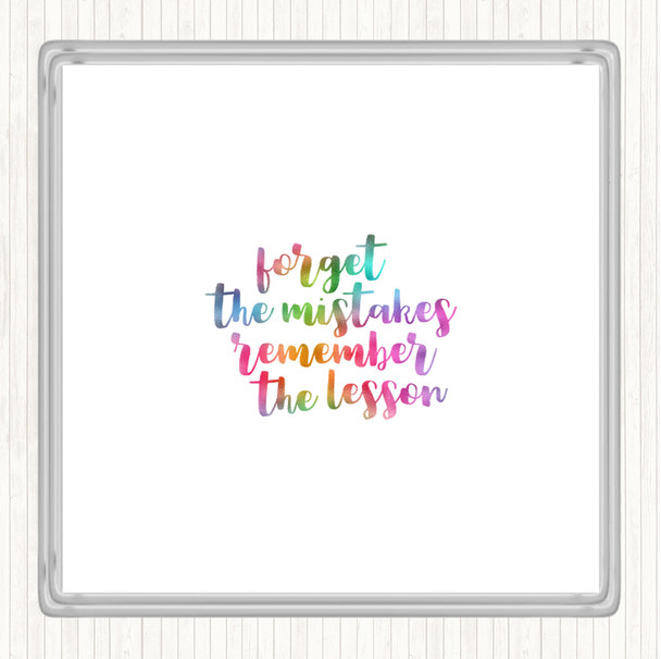 Forget Mistakes Rainbow Quote Drinks Mat Coaster