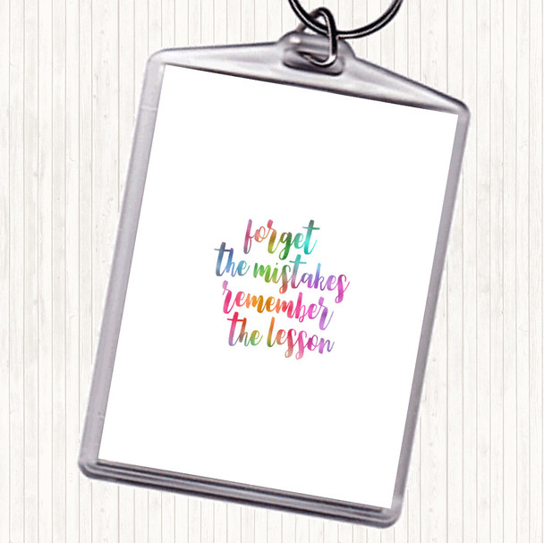 Forget Mistakes Rainbow Quote Bag Tag Keychain Keyring