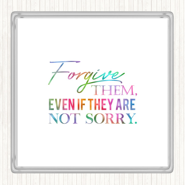 Forgive Them Rainbow Quote Drinks Mat Coaster