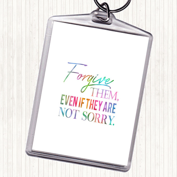 Forgive Them Rainbow Quote Bag Tag Keychain Keyring