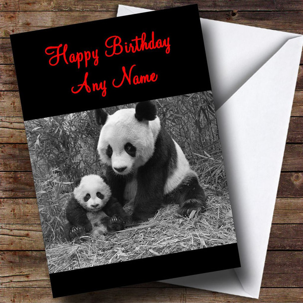 Panda & Baby Personalised Birthday Card