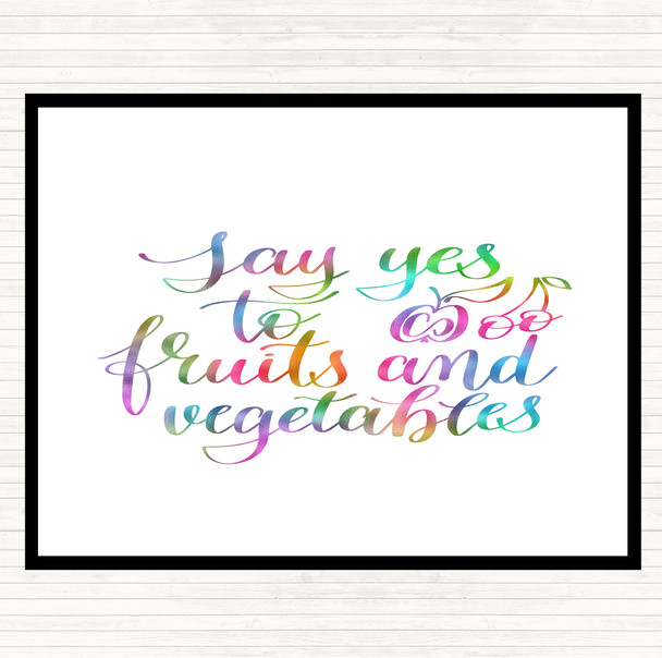 Fruits And Vegetables Rainbow Quote Dinner Table Placemat