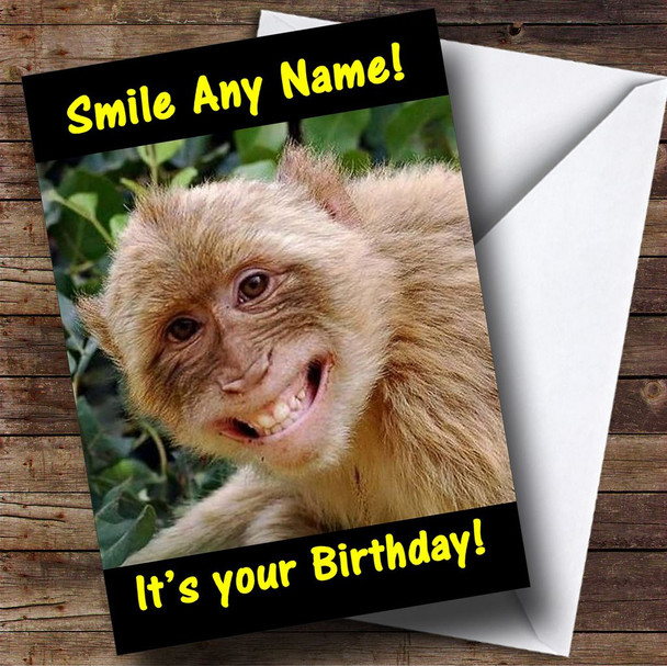 Weird Smiling Monkey Funny Personalised Birthday Card