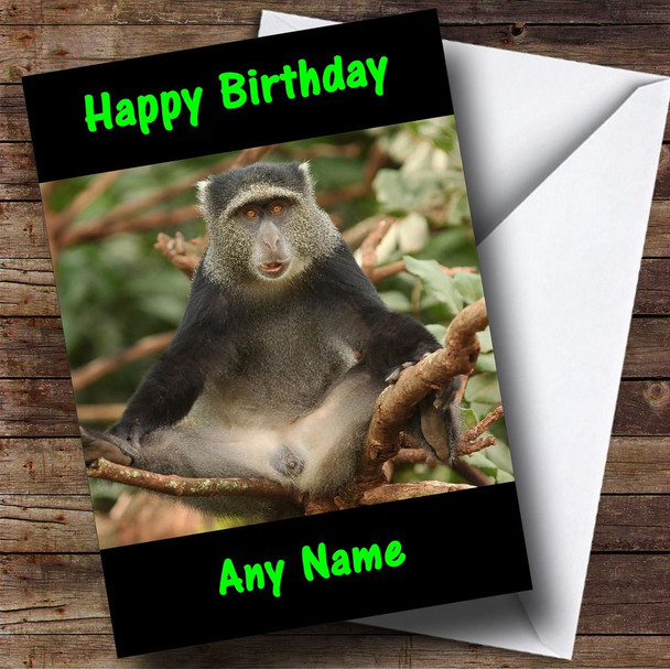 Funny Monkey With Legs Open Personalised Birthday Card