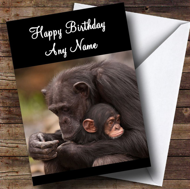 Mum & Baby Monkey Personalised Birthday Card