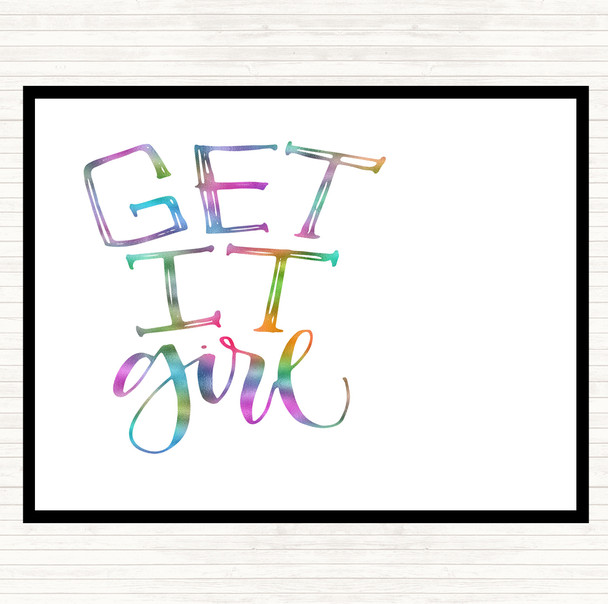 Get It Girl Rainbow Quote Mouse Mat Pad