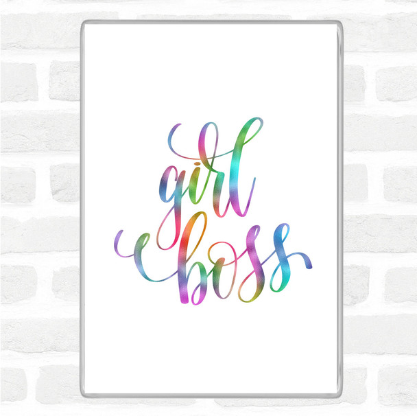 Girl Boss Swirl Rainbow Quote Jumbo Fridge Magnet